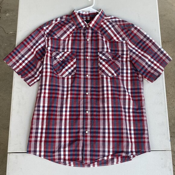 Red and Blue Plaid Button Up - Picture 1 of 3